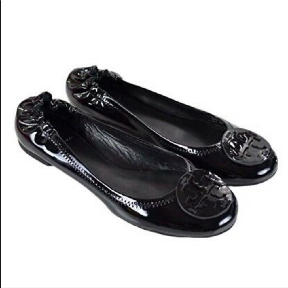 Tory Burch Black Patent Leather Reva Ballet Flat